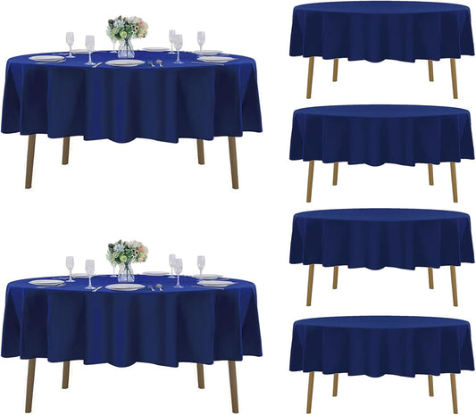 Fokitut 6 Pack Round Tablecloth, 70 Inch, Stain Resistant and Wrinkle Polyester Table Cloth, Fabric Table Cover for Kitchen Dining, Wedding, Party, Holiday Dinner-Royal Blue