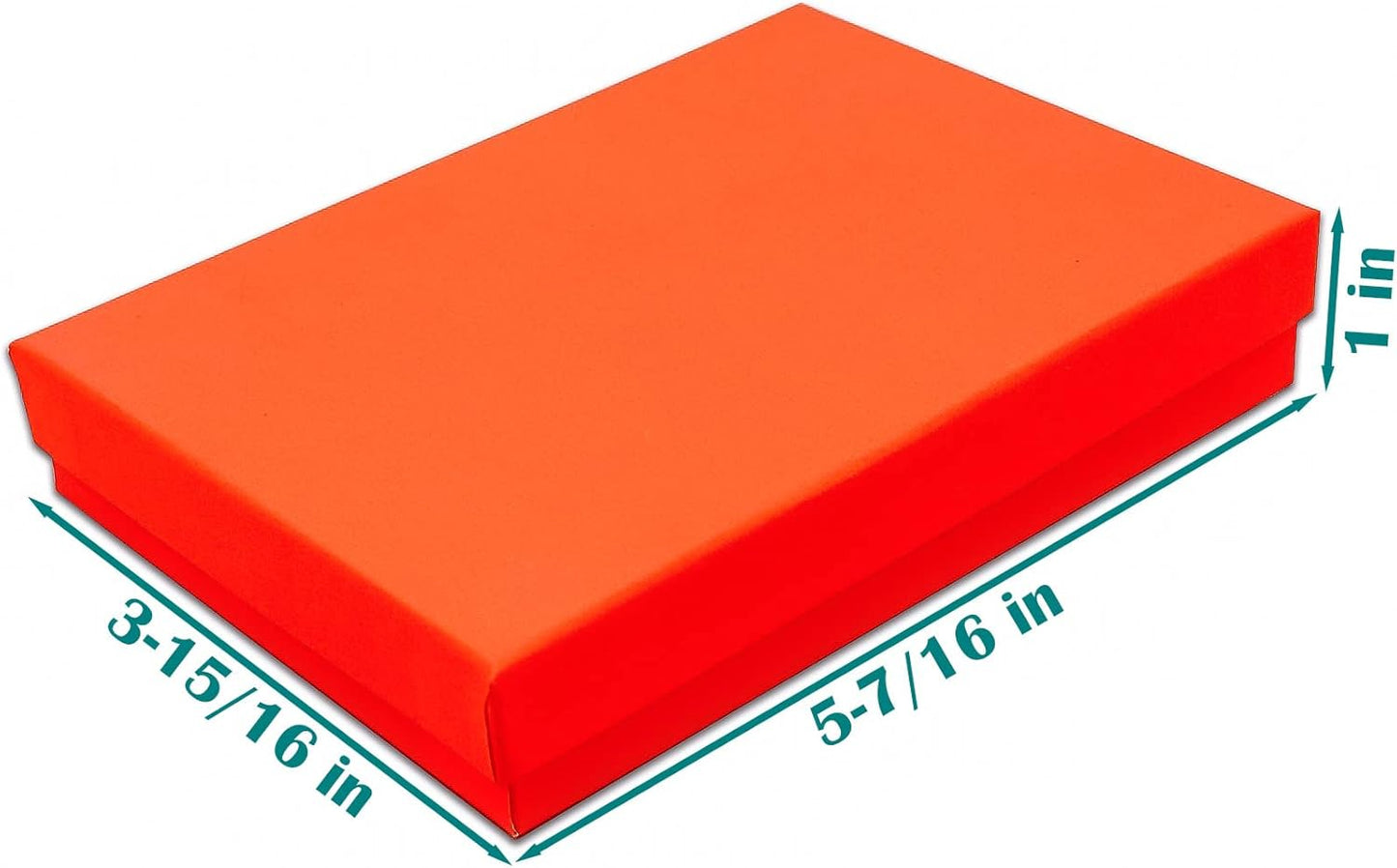 TheDisplayGuys - 25-Pack #53 Kraft Paper Cardboard Gift Boxes/Jewelry Cases w. Cotton Padding & Lid - Neon Orange - (5.4" x 3.9" x 1.0")