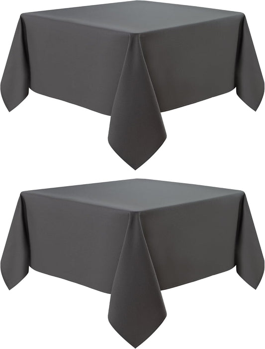 2 Pack Square Table Cloth 70X70 Inch Grey Washable Fabric Tablecloth Polyester Solid Dining Table Cover for Birthday Party Dinner Holiday Outdoor Indoor