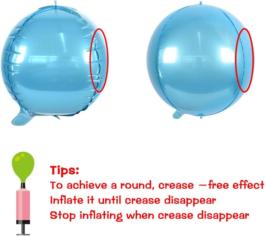 10 pcs Light Blue 4D balloon, 10 inch Foil Mylar Sphere Balloon for Birthday Party,Wedding,Valentine's Day, Christmas,Baby Shower Decoration Supplies