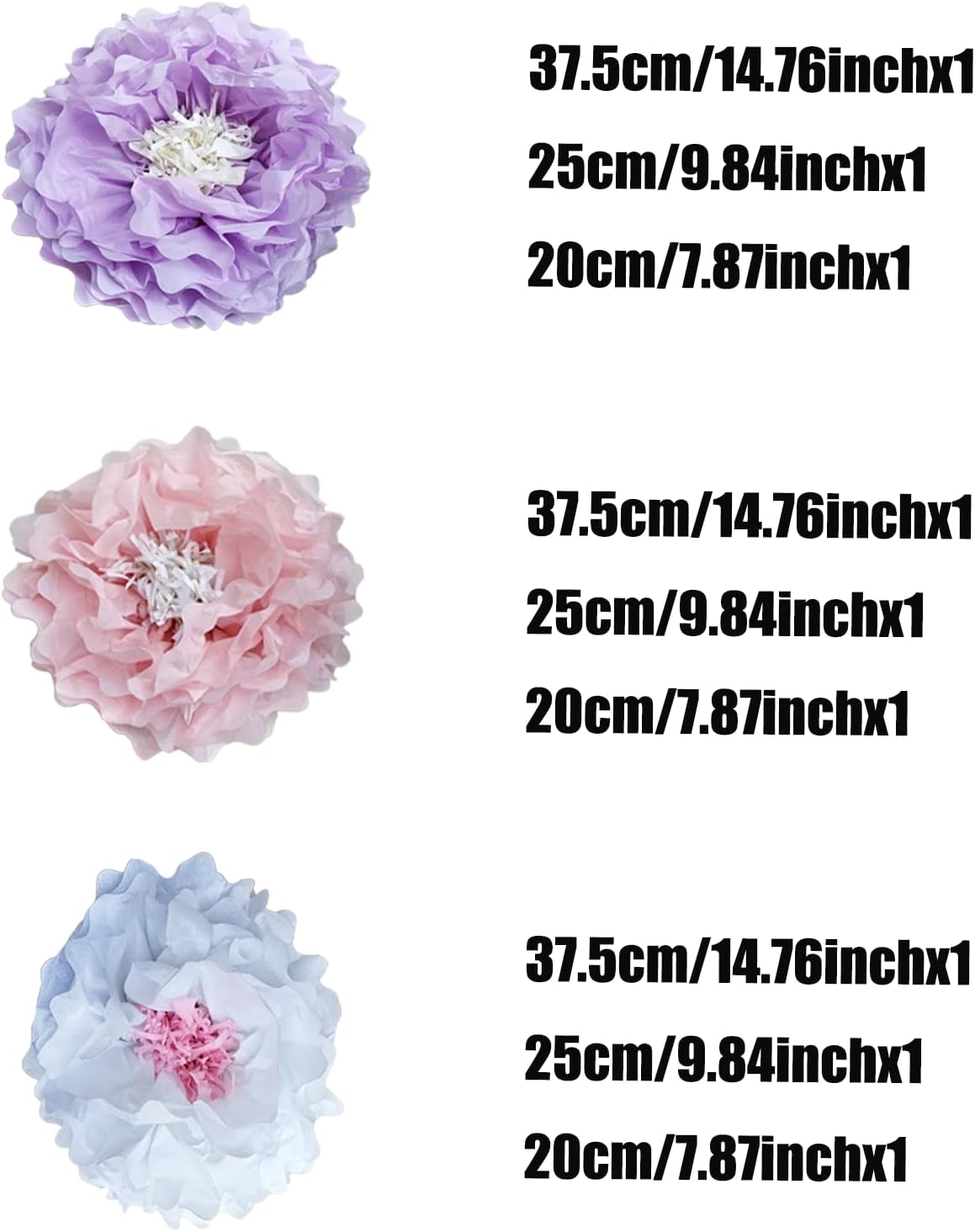 Dreamy Paper Flower Pom Poms Wall Decorations for Weddings, Birthdays, Bridal, Baby Showers, Outdoor Decor, Tea Parties, Engagement
