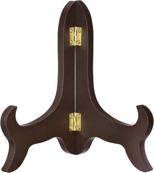 uxcell 7" Easel Plate Holder, Wooden Folding Display Stand Brown for Decorative Picture Frame