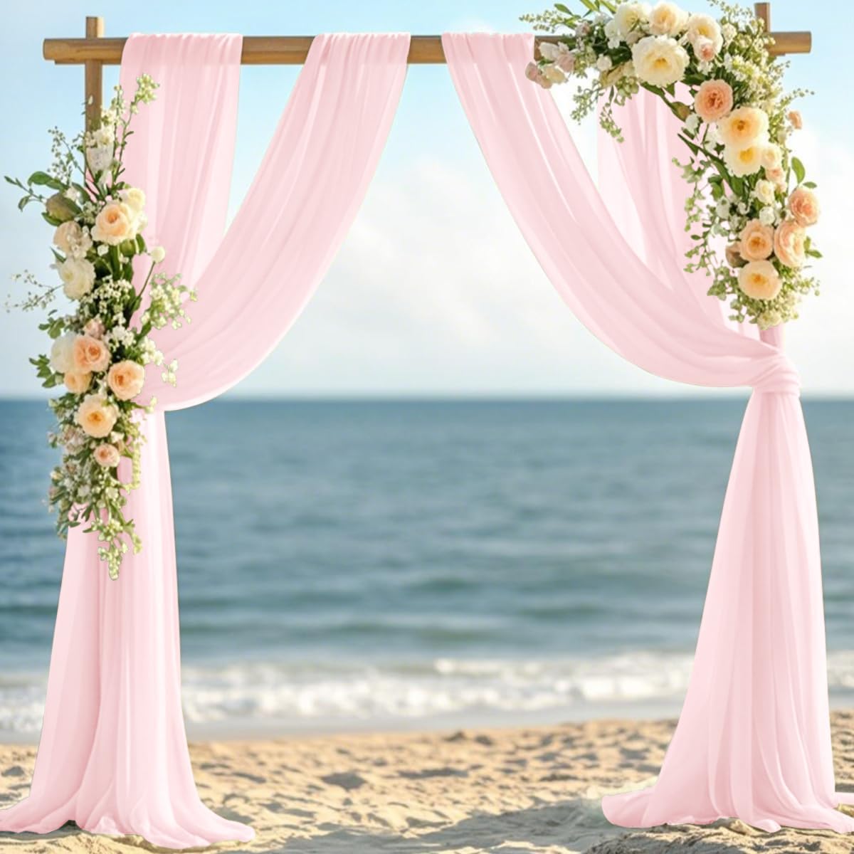 Pink Elegant Arch Draping Fabric Outdoor 1 Panel 29" × 20Ft Sheer Chiffon Curtain Drapes for Fall Wedding Ceremony Birthday Party Garden Brunch