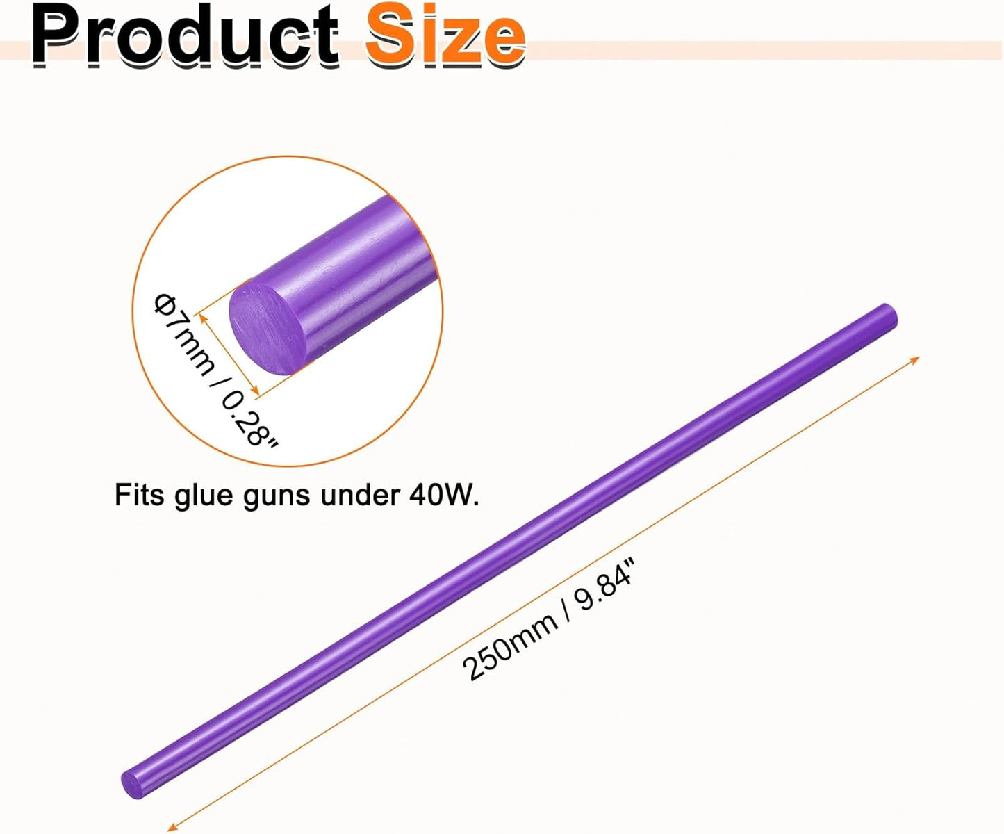 HARFINGTON 10pcs Hot Glue Sticks 0.28" Dia x 9.84" Long EVA Mini Hot Melt Adhesive Glue Stick for Hot Melt Gun Wood Plastic Glass Flowers Fabrics Foam, Purple