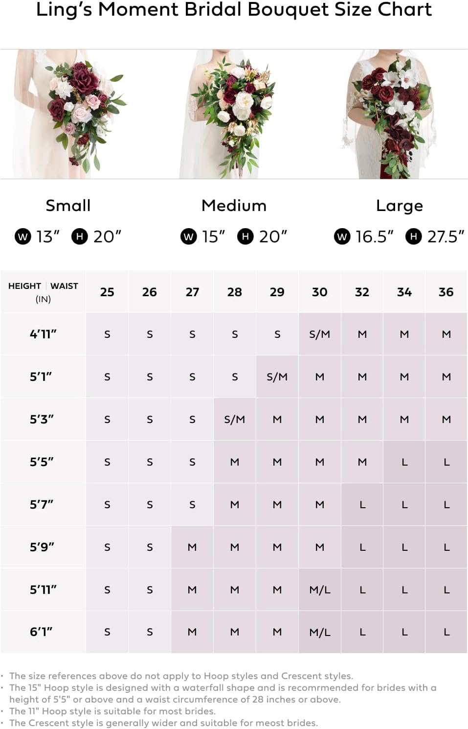 Ling's moment Burgundy Bridal Bouquet Cascading, Marsala Wedding Bouquets for Bride, 13 Inch Bride Bouquets for Wedding Artificial Flowers Bouquets