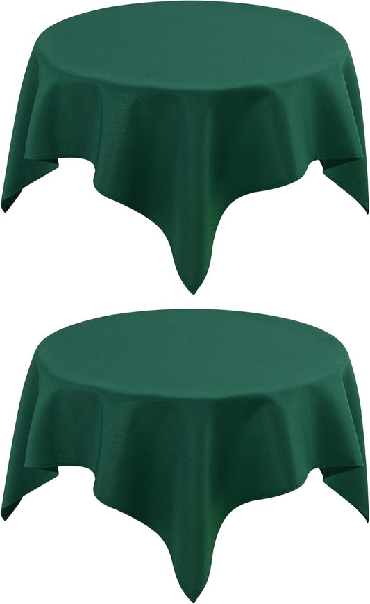 2 Pack Small Square Green Tablecloth 36X36 Inch, Polyester, Washable, Scratch Resistant, Stain Resistant