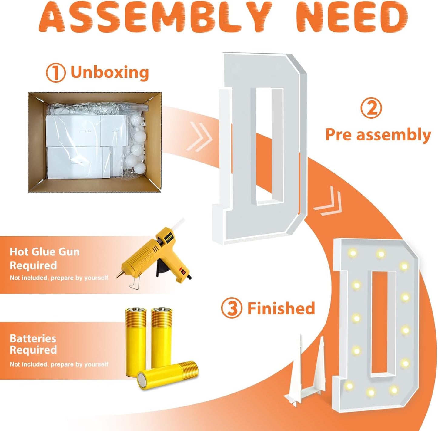 Marquee Letters, 4 Feet Tall Light Up Letters D, Large Marquee Light Up Letter for Birthday Party Decor, LED Letter Light for Wedding Anniversary Event Graduation DIY Decorations