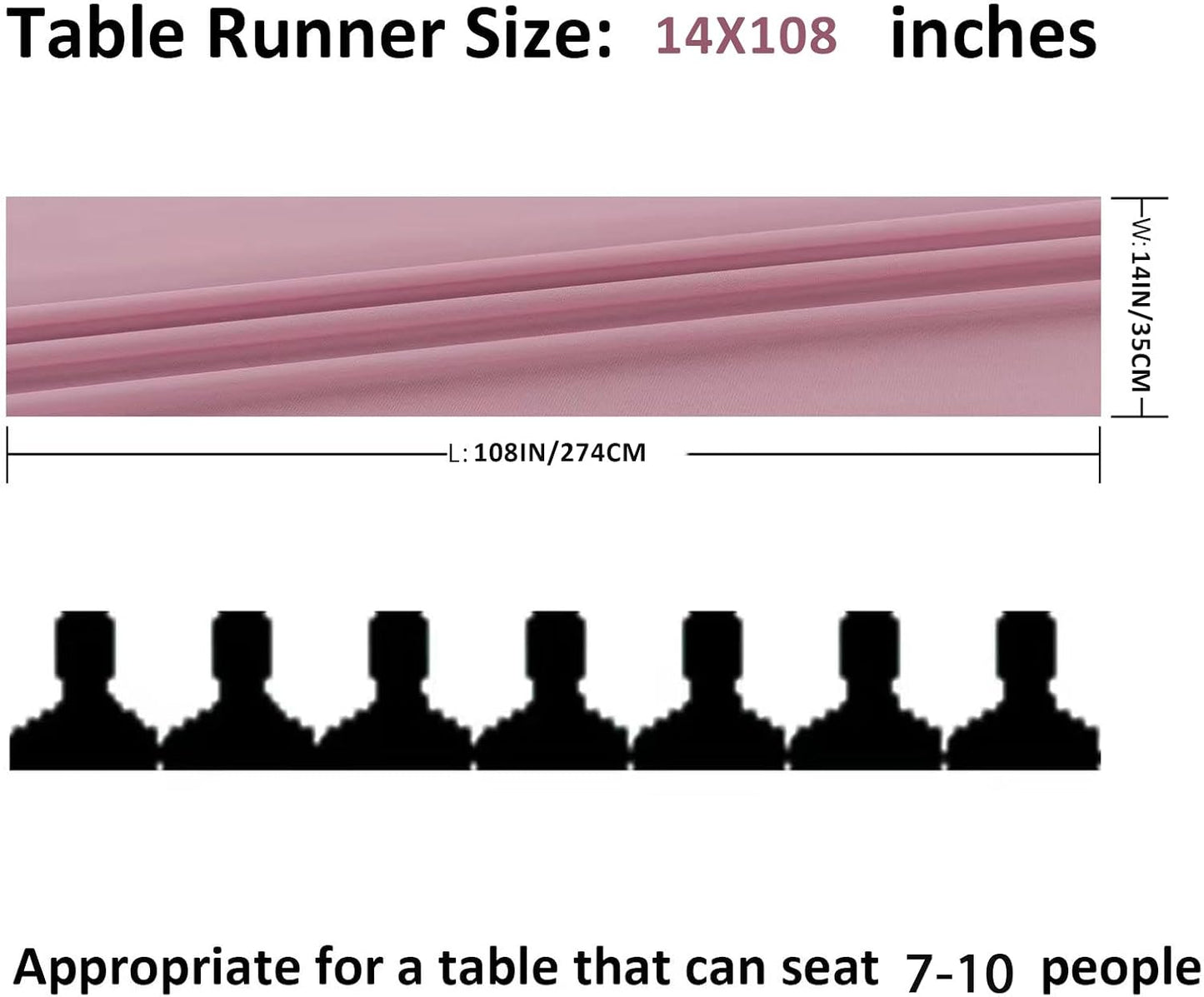 1Pack 9ft Chiffon Table Runner 14x108 Inch Sheer Romantic Table Runner for Wedding Birthday Party Bridal Shower Outdoor Decoration-Dusty Pink