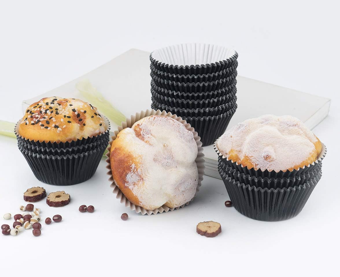Gifbera Standard Black Foil Cupcake Liners Muffin Wrappers, 200-Count