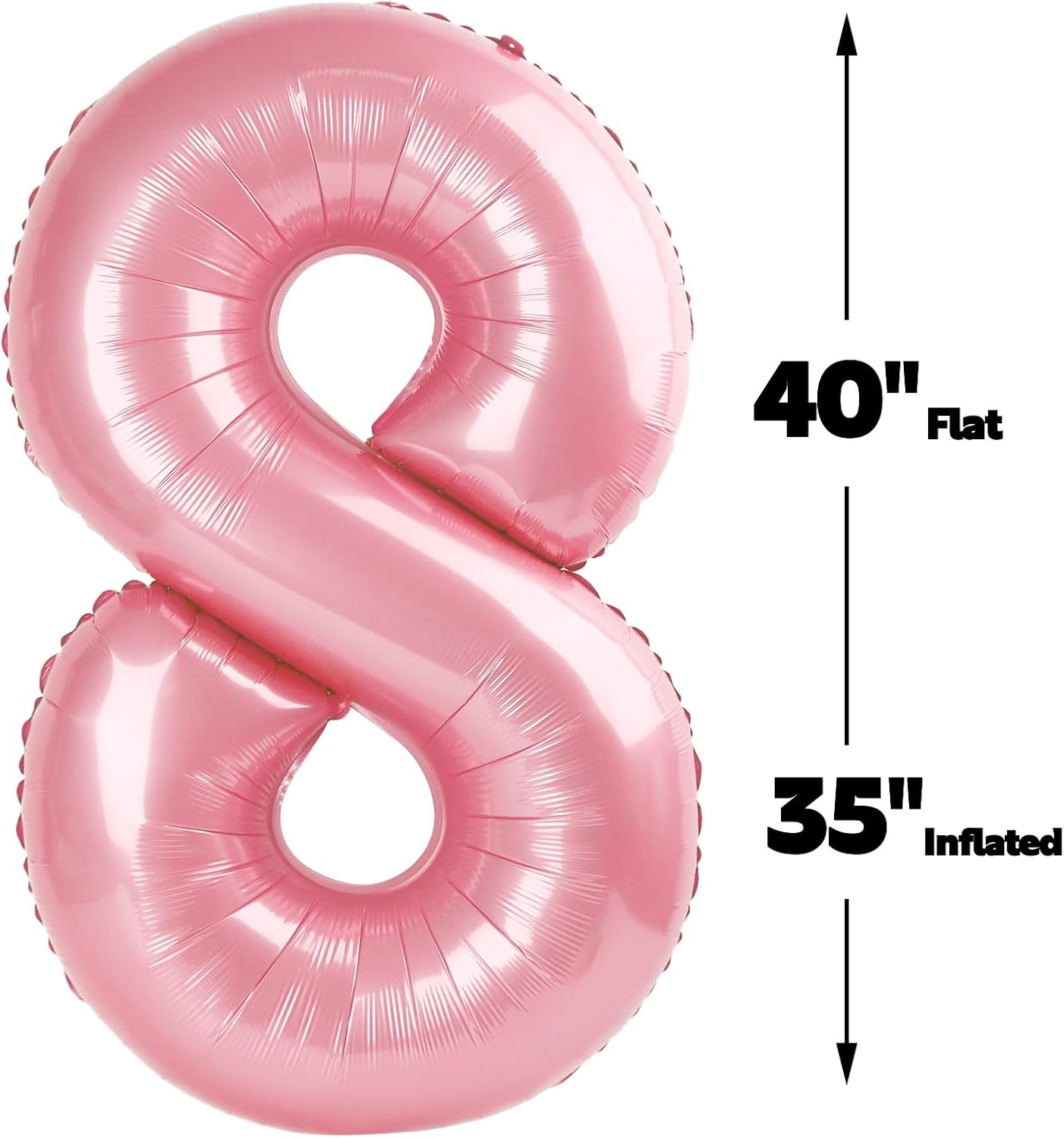 Helium Foil Pearlescent Pink Number 8 Balloon 40 Inch, Mylar Eight Numbers 8 18 28 38 48 58 80 88 Birthday Balloons, Pearl Pink Women Men Anniversary Graduations Party Supplies
