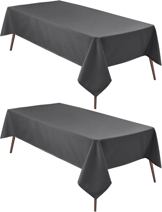 Hiasan 2 Pieces Rectangle Tablecloth - Waterproof and Spillproof Dining Room Washable Polyester Table Cloth for Dining Room, 60 x 102 Inch, Grey