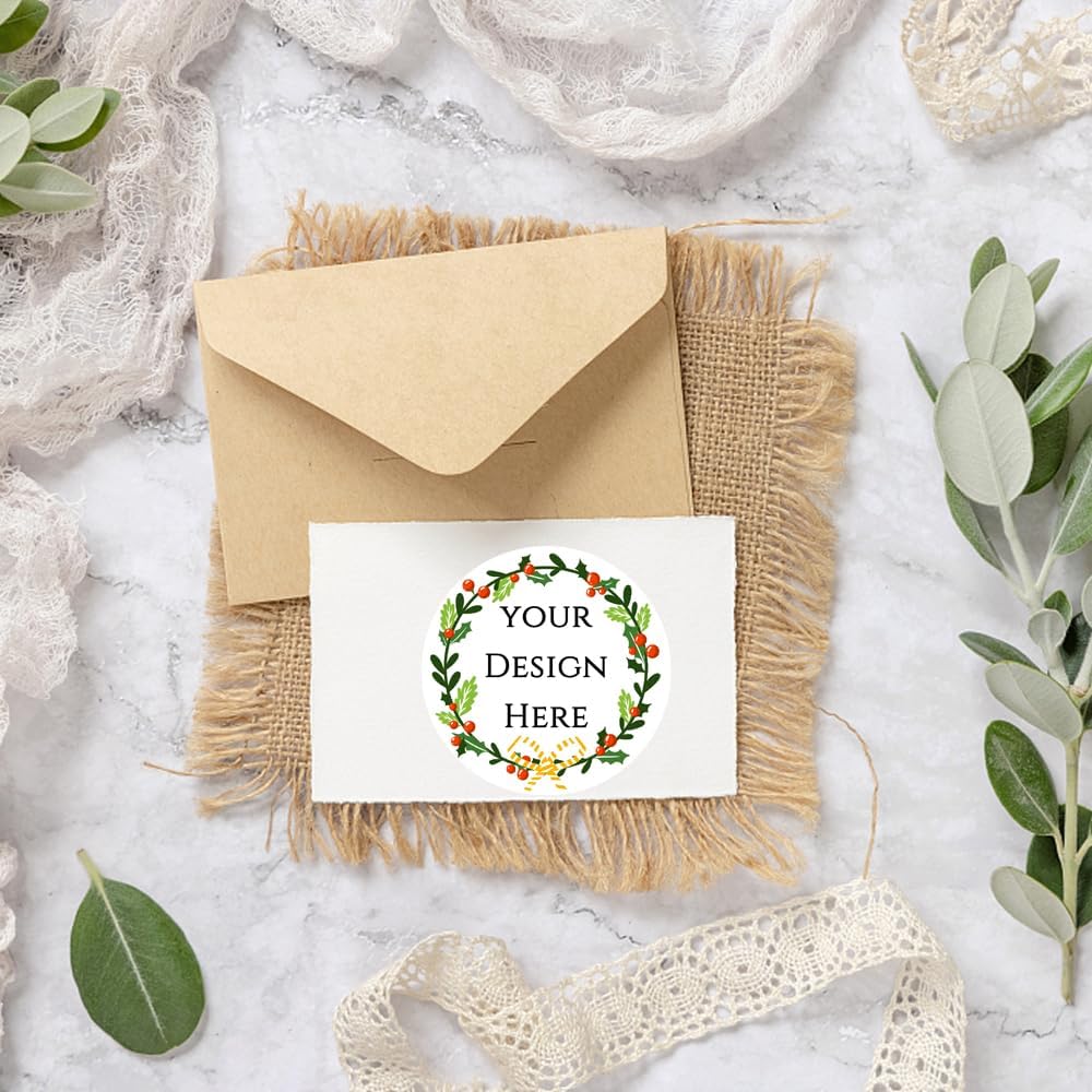 100-1000pcs Custom Stickers Merry Christmas Stickers Personalized Labels Adhesive Xmas Decorative Envelope Seals Stickers for Cards Gift Boxes(VSquare-5)