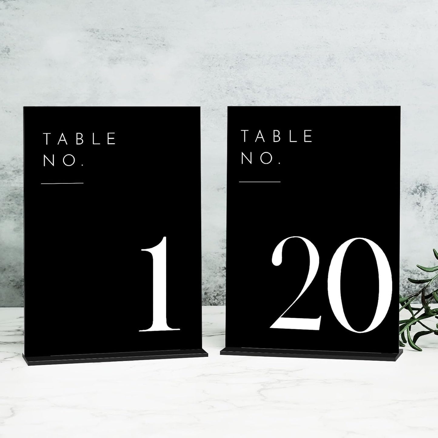 JINMURY Black Wedding Table Numbers 1-20 with Stands, 5"x7" Black Acrylic Table Numbers with White Font, Perfect for Wedding Party Reception(1-20, 5"x7")