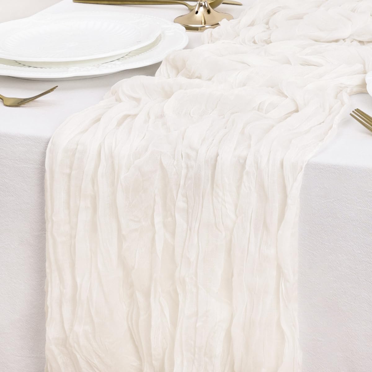 Ivory Table Runner Cheesecloth Table Runner 14FT Farmhouse Table Runners 160 Inches Fall Table Decor Dining Room Centerpiece Wedding Boho Baby Shower Birthday