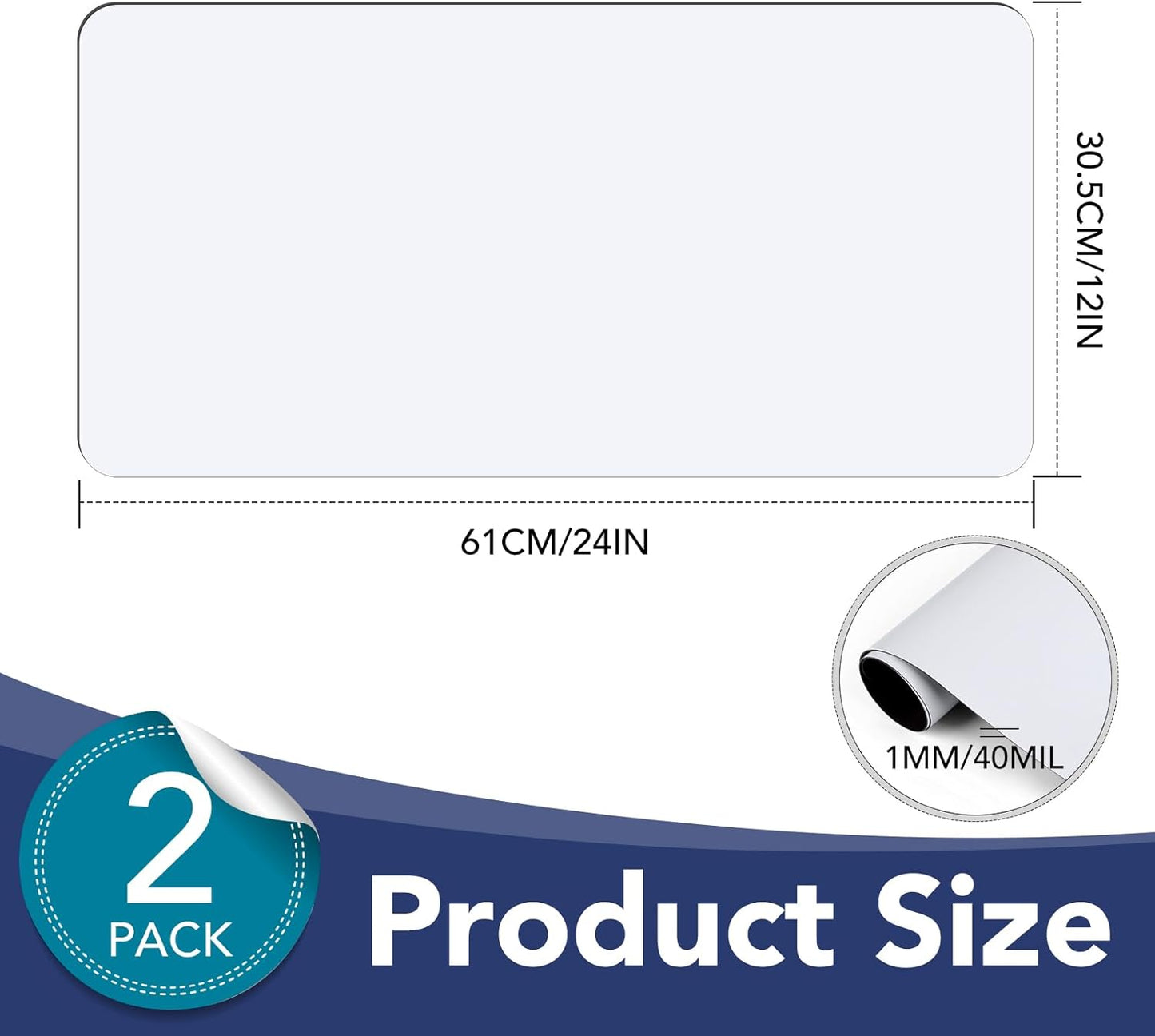 DIYMAG 2Pcs Blank Car Magnets, 24x12 Inch Cars Door Magnet Signs Rounded Corners Flexible Magnetic Bumper Sticker to Advertise Cover Logo Prevent Vehicle Scratches Dents