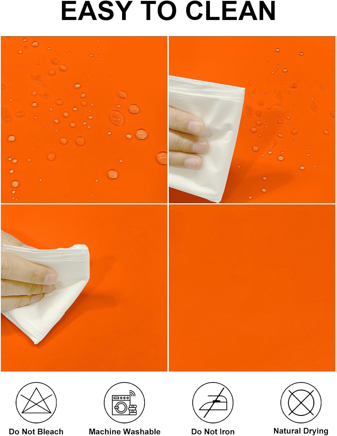 Fokitut 2 Pack Waterproof Round Tablecloth, 132 Inch, Stain Resistant and Wrinkle Polyester Table Cloth, Fabric Table Cover for Kitchen Dining, Wedding, Party, Holiday Dinner-Orange