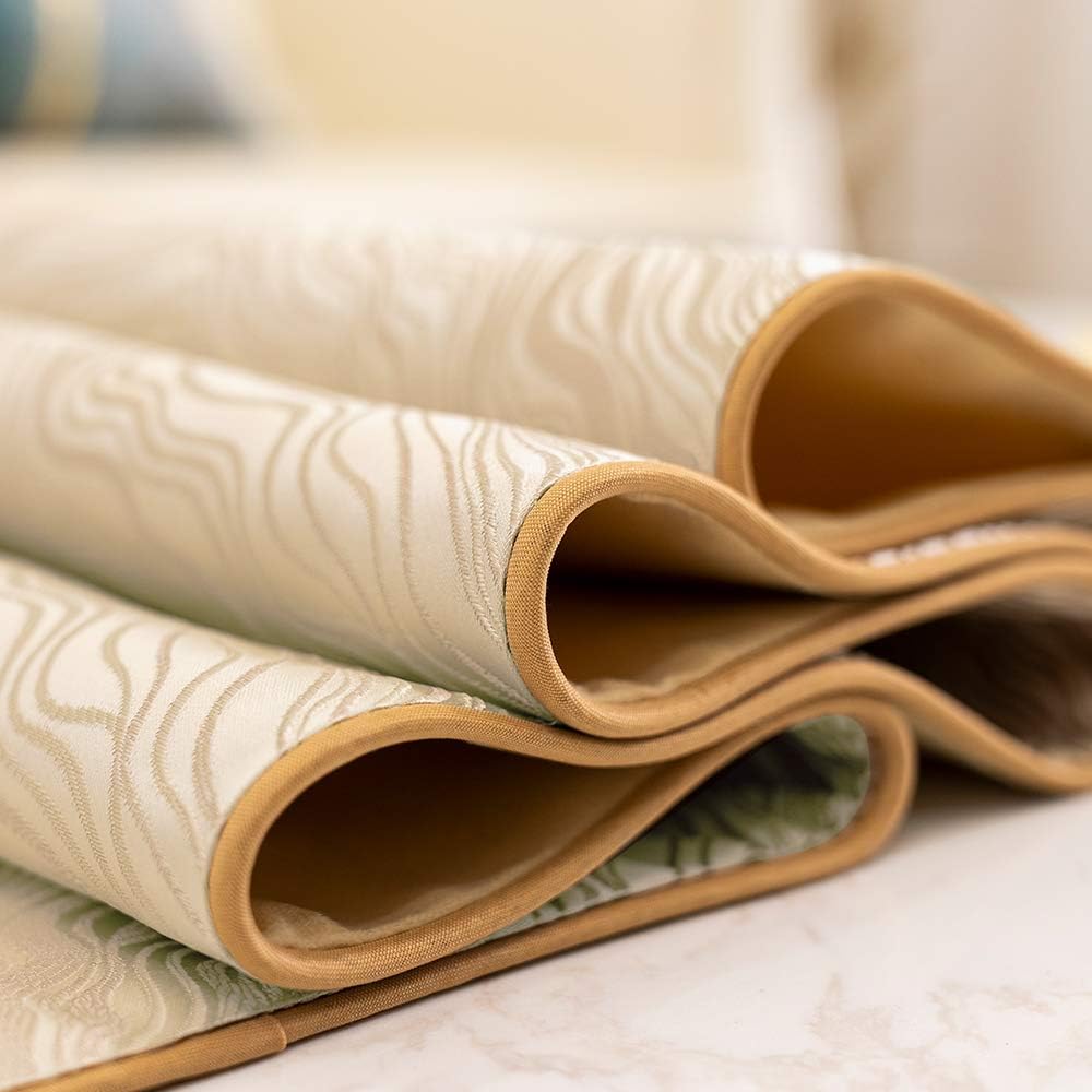 Avigers 12 x 108 Inch Decorative Luxury Abstract Striped Beige Table Runners with Tassels for Home Living Room Bedroom Art Decor Wedding