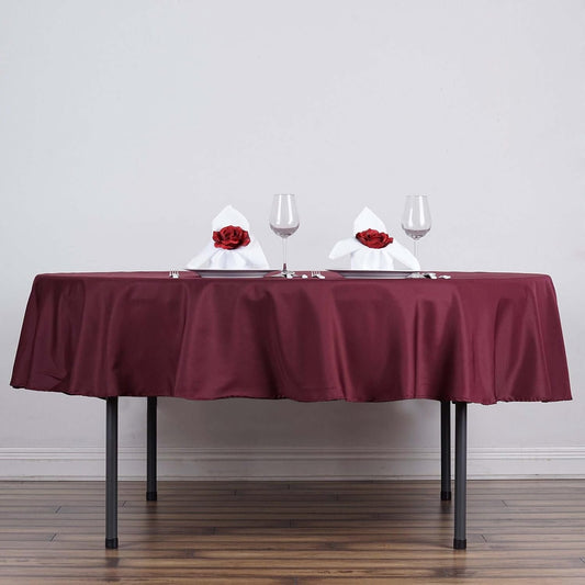 Efavormart Round Tablecloth, 70 Inch Stain & Wrinkle Resistant Washable Table Cloth, Decorative Polyester Fabric Table Cover for Banquet, Wedding, Dining- Burgundy