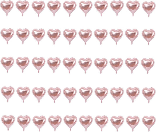 50 Pcs Rosegold Heart Shaped Balloon Foil Balloon 5 inch Heart Balloon for Valentinge's day Wedding Decoration (rosegold)