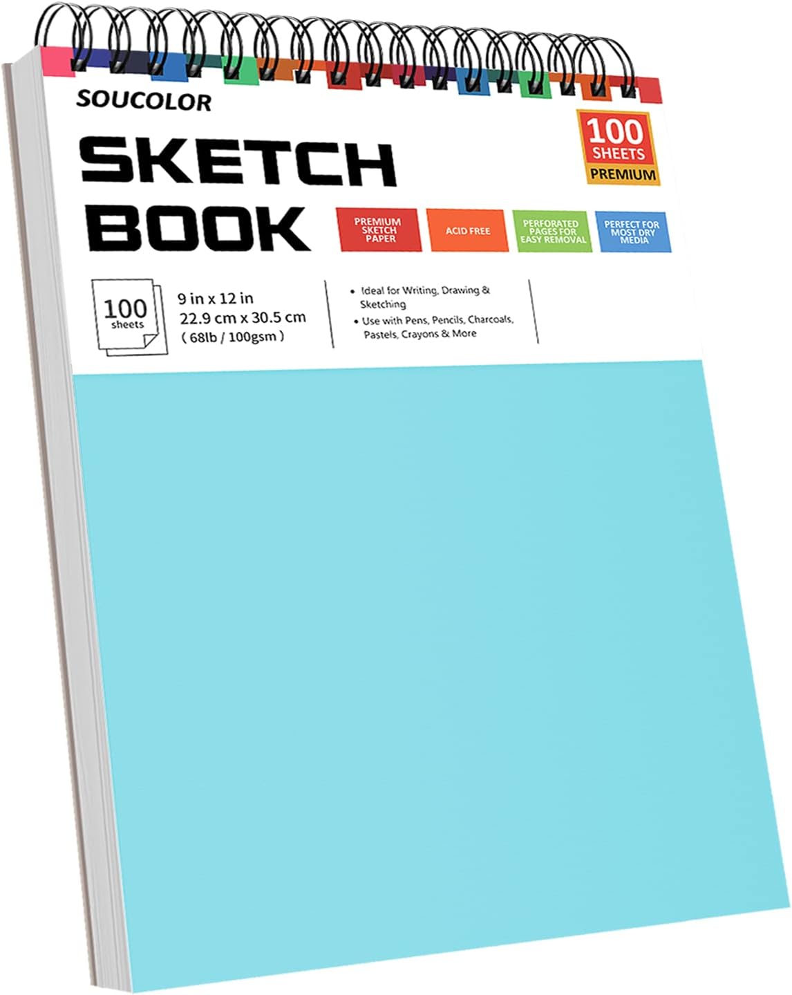 Soucolor Art Supplies Sketching Kit with 100 Sheets 3-Color Sketch Book, Teen Girl Gifts, Arts and Crafts for Kids Ages 8-12, School Supplies Gifts for Artists Adults Teens Girls Boys Kids