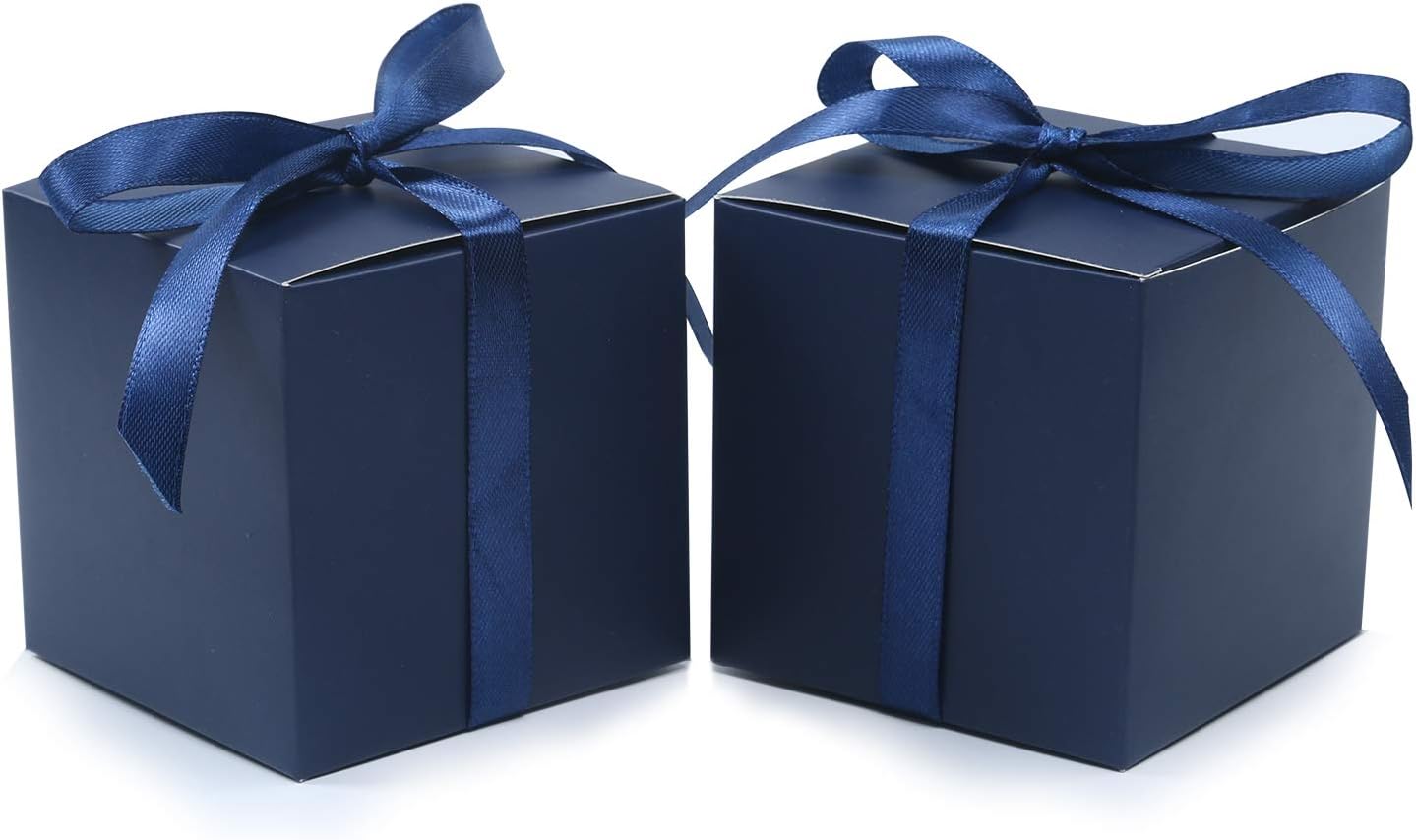 COTOPHER 100pcs Small Gift Boxes, Favor Boxes 2x2x2 inches Paper Gift Boxes with Ribbons Candy Box for Wedding Favors Baby Shower Bridal Shower Birthday Party (100pcs 2x2x2, Blue)