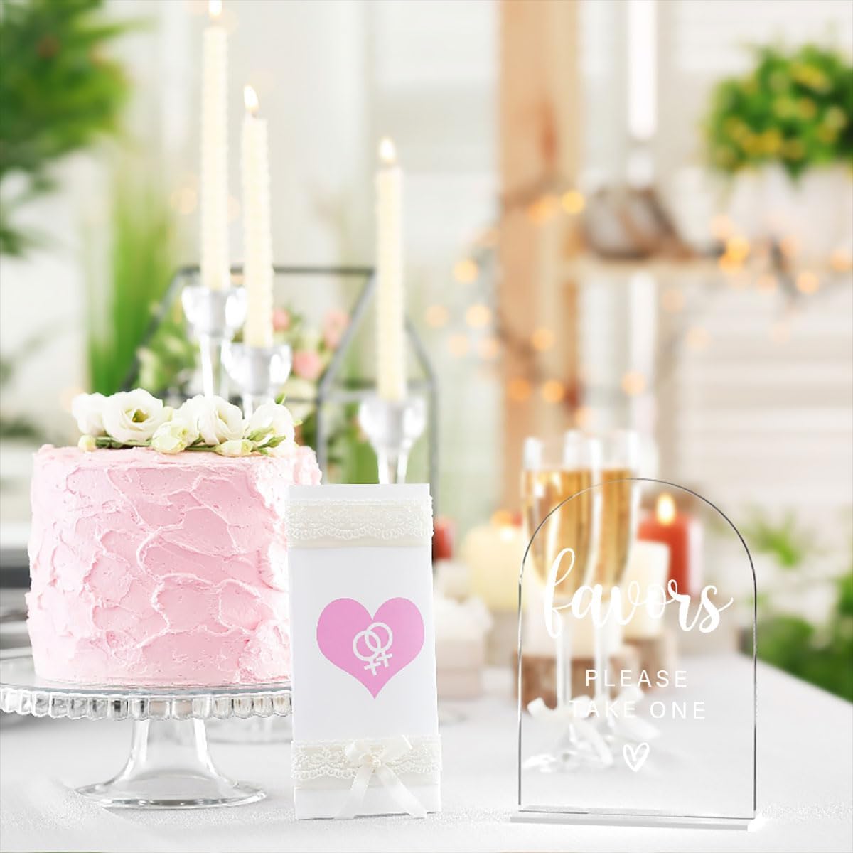 Acrylic Wedding Sign, Bridal Shower Decorations, Favors Please Take One Sign for Ceremony, Modern Font Table Signs, Acrylic Table Top Signs for Wedding Reception and Event Party (Clear)