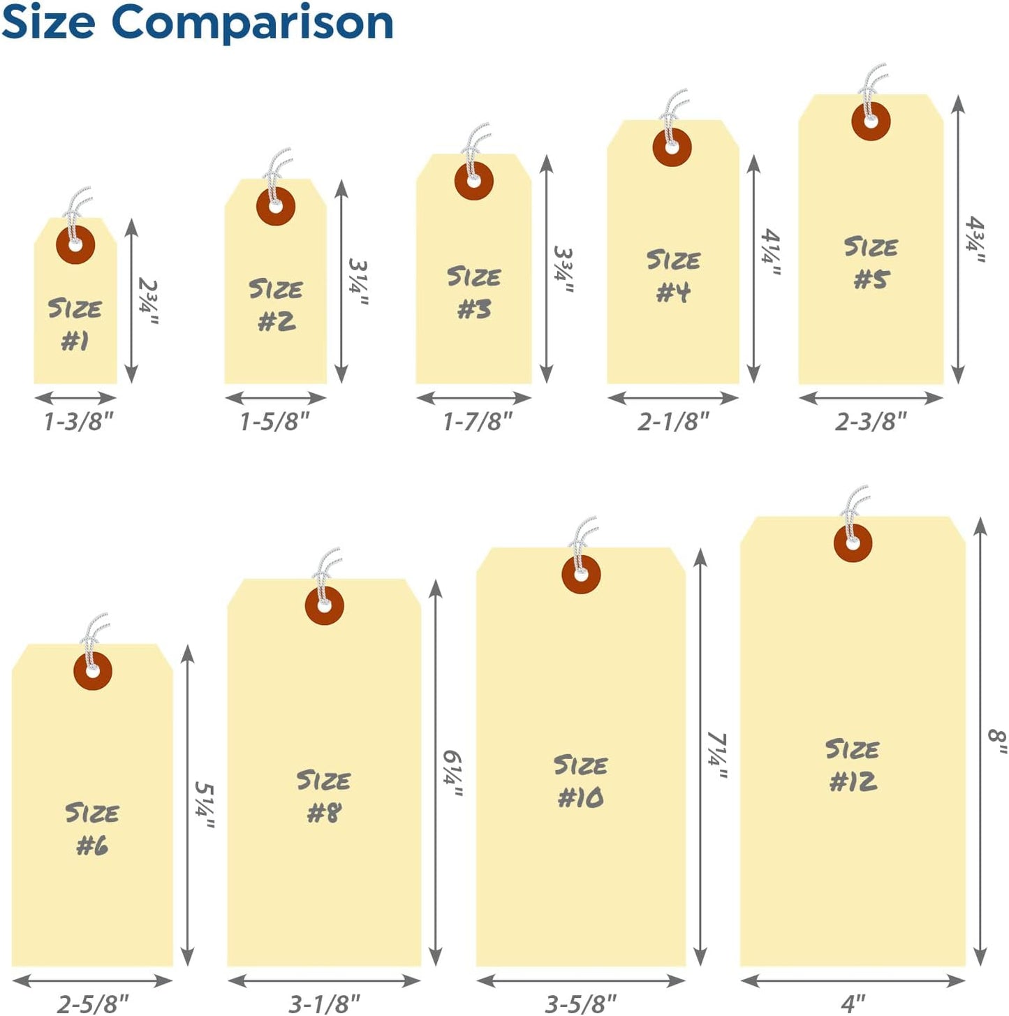 SmartSign Blank Shipping Tags with Pre-Attached Loop Strings, Size-6, Pack of 1000, 10pt Thick Manila Cardstock Tag, 5.25 x 2.625 inch Paper Hang Tags with Reinforced Fiber Patch