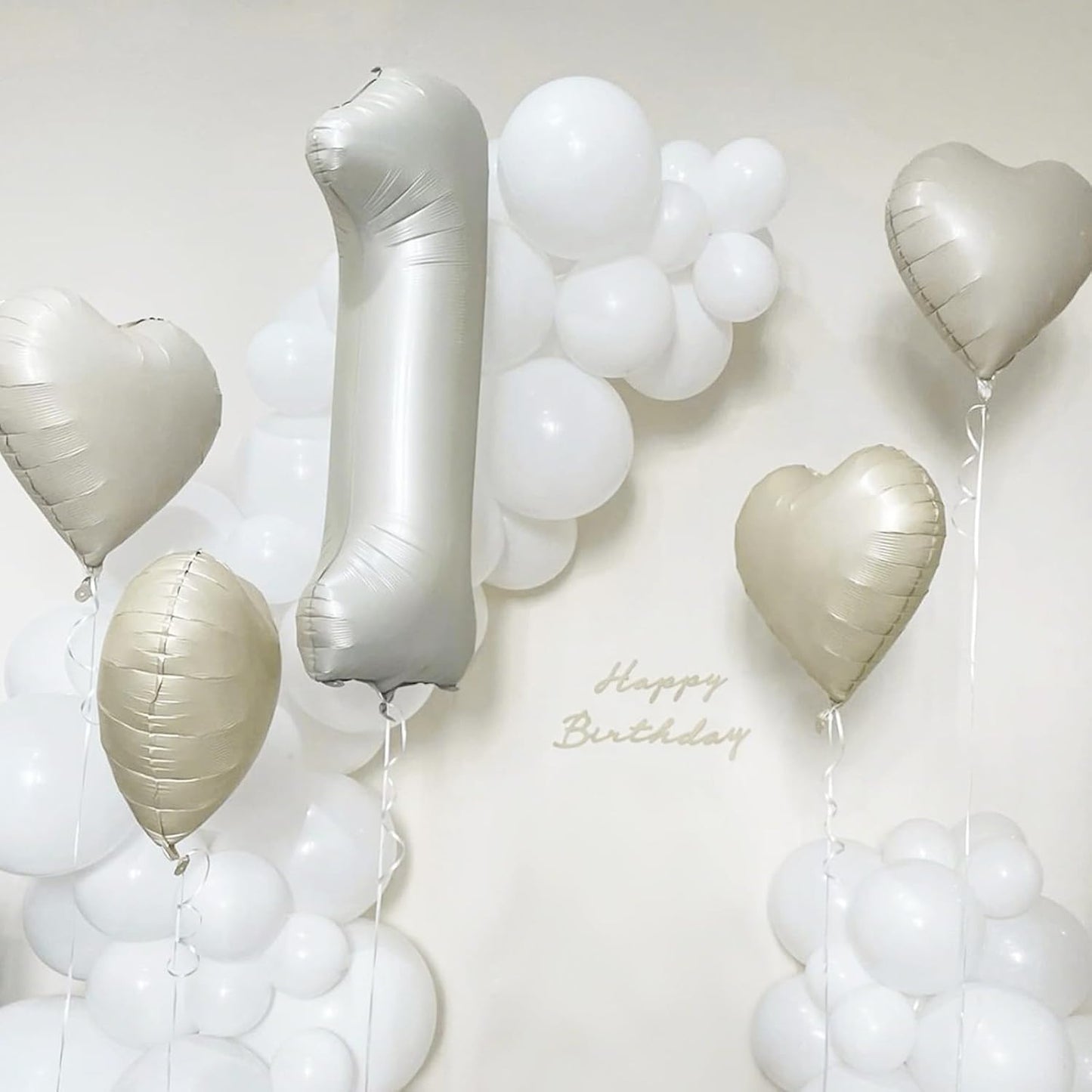 Cream White Heart Balloons,12Pcs 18 Inch Beige Helium Foil Love Heart Shaped Balloons for Boho Wedding Engagement Party Gender Reveal Anniversary Birthday Baby Shower Valentines Day Decorations