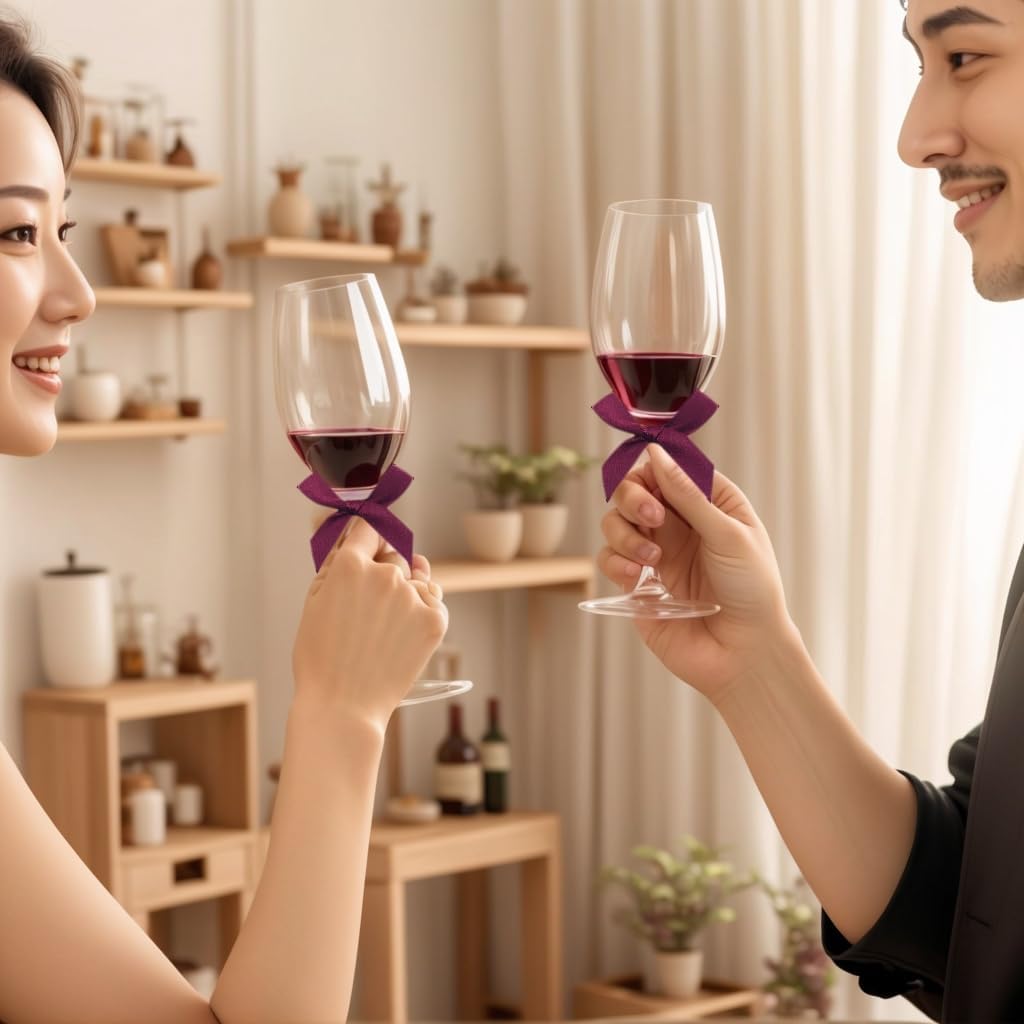 60pcs 1.7" Mini Burgundy Ribbon Bows Decor – Small DIY Satin Bows for Crafts, Little Bows for Gift Wrapping, Tiny Bow Stickers for Note Card Bow Baby Shower Cake and Candle Decorations