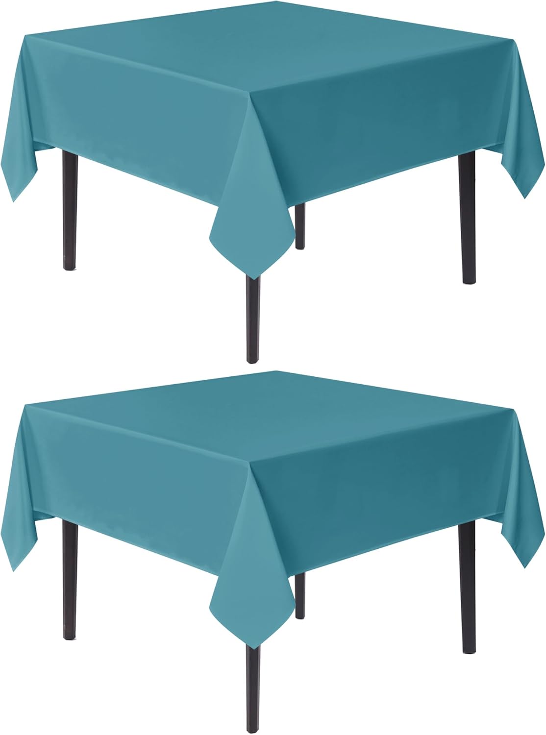 sancua Square Tablecloths 85x85 Inch, 2 Pack - Teal Fabric Table Cloth for Square or Round Tables, Washable Polyester Table Cover for Outdoor Party, Birthday, Buffet, Resturant