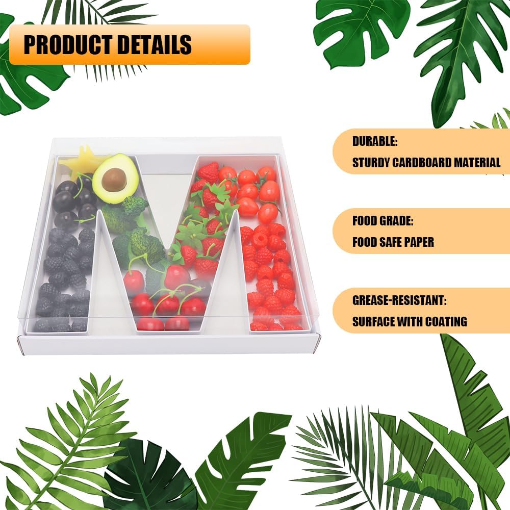 12" Fillable Cardboard Letter Charcuterie Gift Cupcake Box With Cover Sweets Packaging (M)