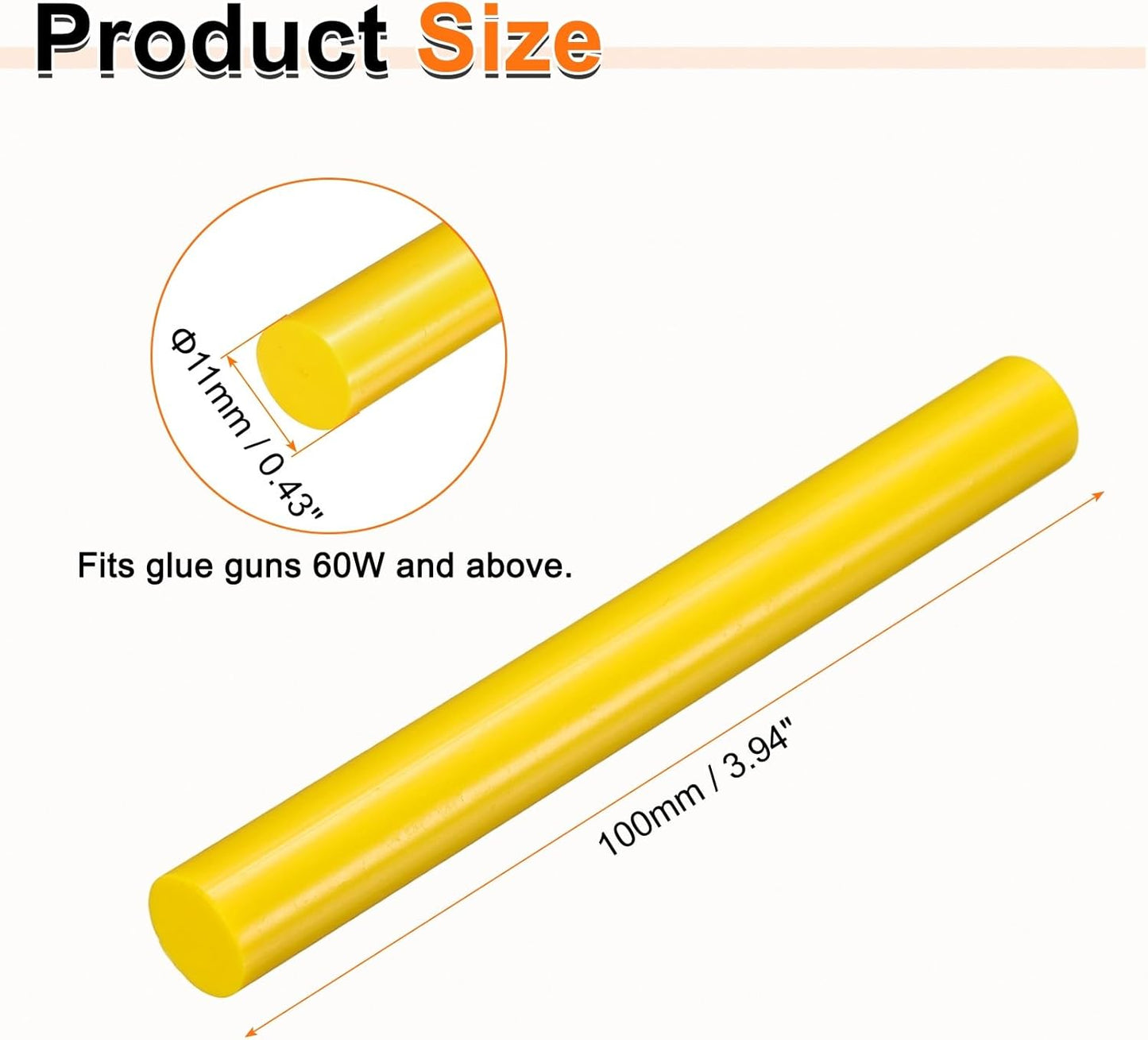 HARFINGTON 10pcs Hot Glue Sticks 0.43" Dia x 3.94" Long EVA Mini Hot Melt Adhesive Glue Stick for Hot Melt Gun Wood Plastic Glass Flowers Fabrics Foam, Yellow