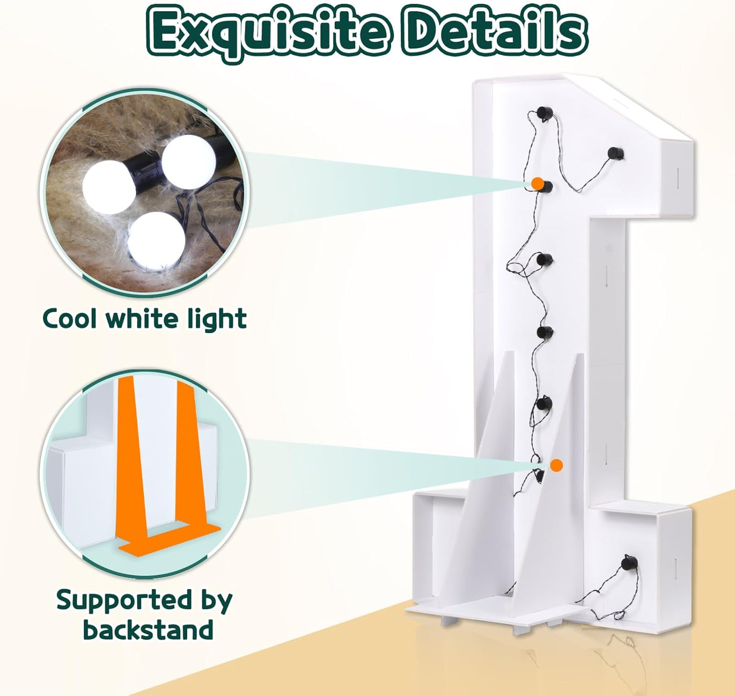 Marquee Numbers 3 Feet Tall Big Light Up Numbers 40th Birthday Decorations Women Men White Anniversary Party Decor Large Cardboard Prop Backdrop Sign 40