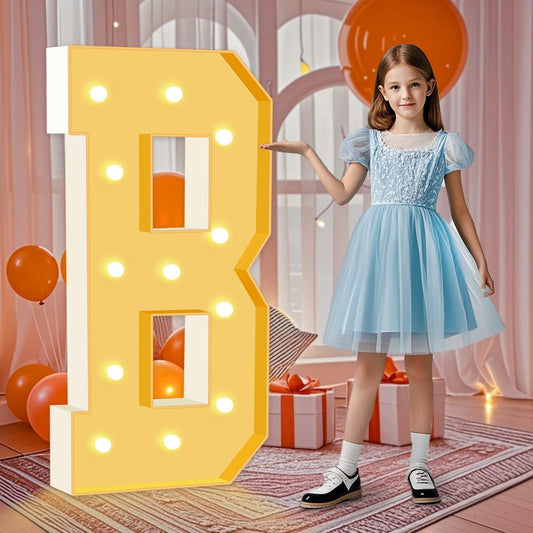 4FT Marquee Letters, Big Mosaic Light Up Letters B, Cardboard Letter for Birthday Decorations, Baby Shower, Engagement Party Decorations, Marquee Sign Pre-Cut Foam Board Kit