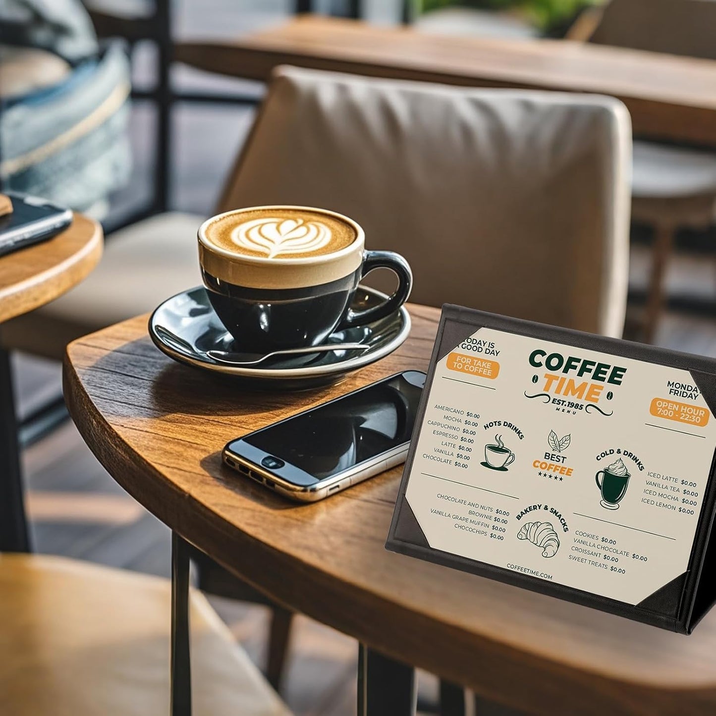 Menu Covers - Set of 10 Double-Sided Table Tent Cards for Restaurant, Dinner Party, and Bar Menus - Includes Bill Holder and Reserved Seating Signs - Easy to Clean and Foldable (10, 5"x7"Trifold)