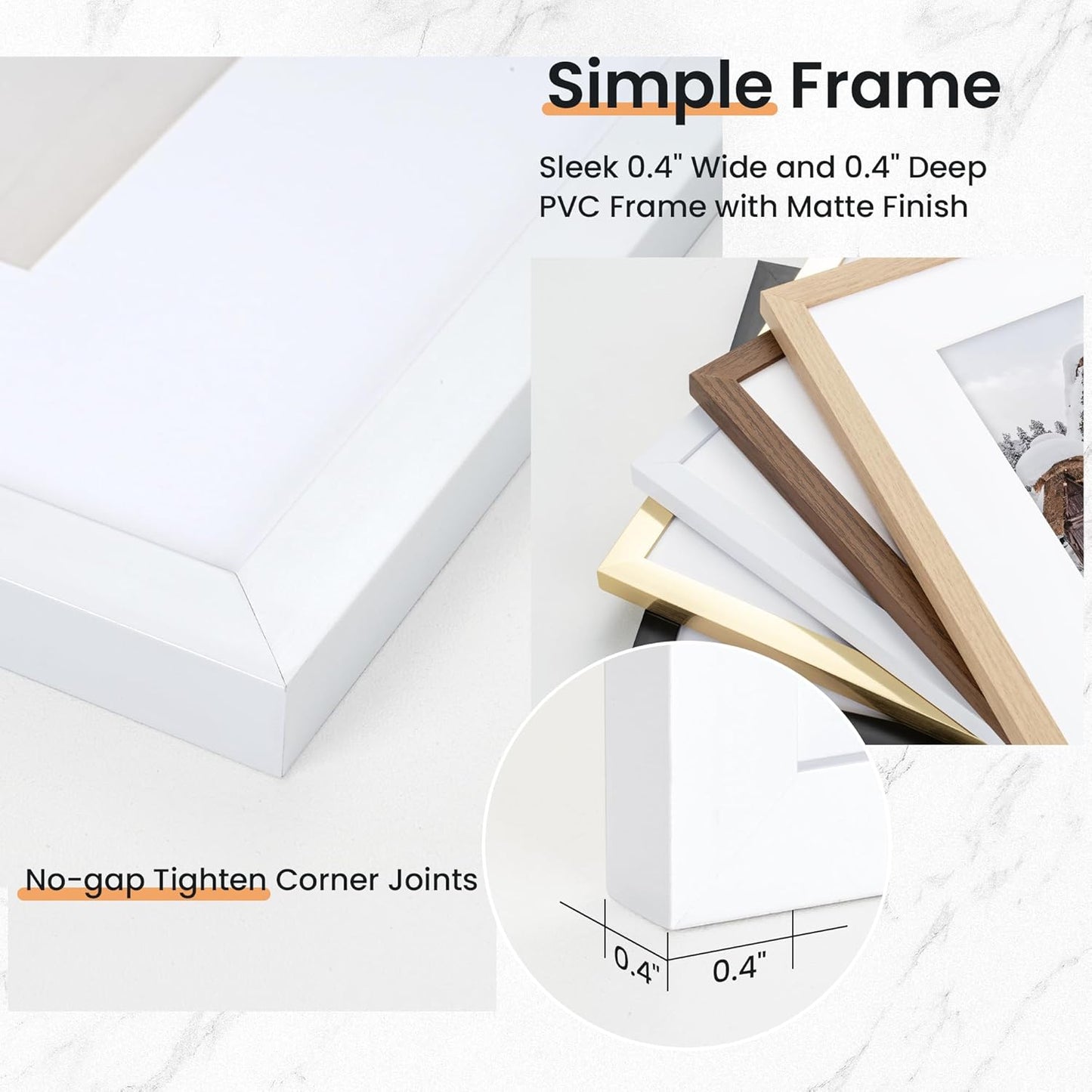 16x16 inch Picture Frame, 16x16 Photo Frames with 12x12 Removable Mat - High Definition Plexiglass - Vertical and Horizontal Display - Wall Hanging Frame - White, 5 Pack