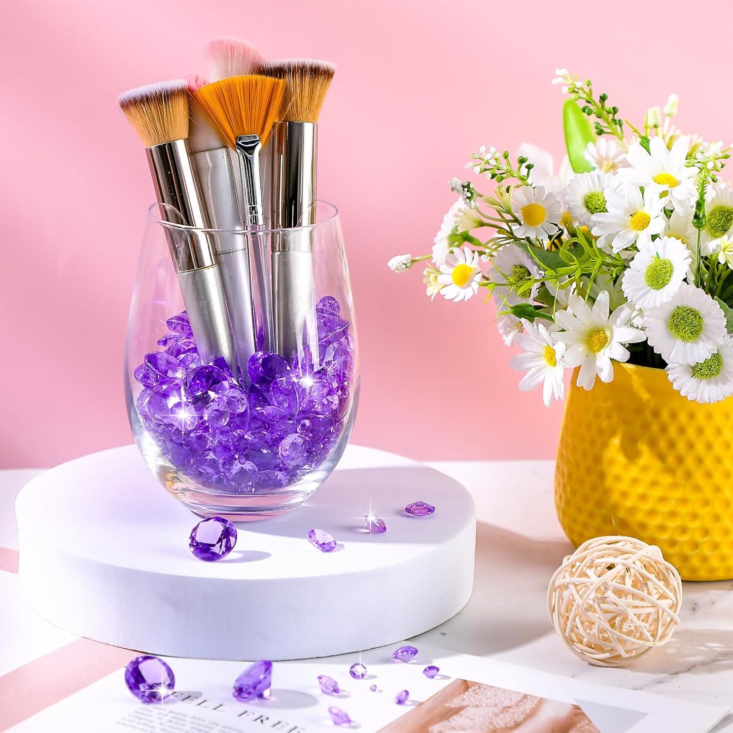 Hicarer 800 Pieces Diamond Decorations Acrylic Diamond Table Scatter Crystals for Table for Vase Fillers Party Decorations(20,12, 10, 6, 3mm,Purple)