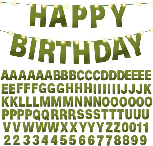 TaoBary 112 Pcs DIY Letter Custom Banner Glitter Customizable Banner Kit Including 107 Letters and Numbers 3 Rope for Valentine Birthday Party(Bright Green)
