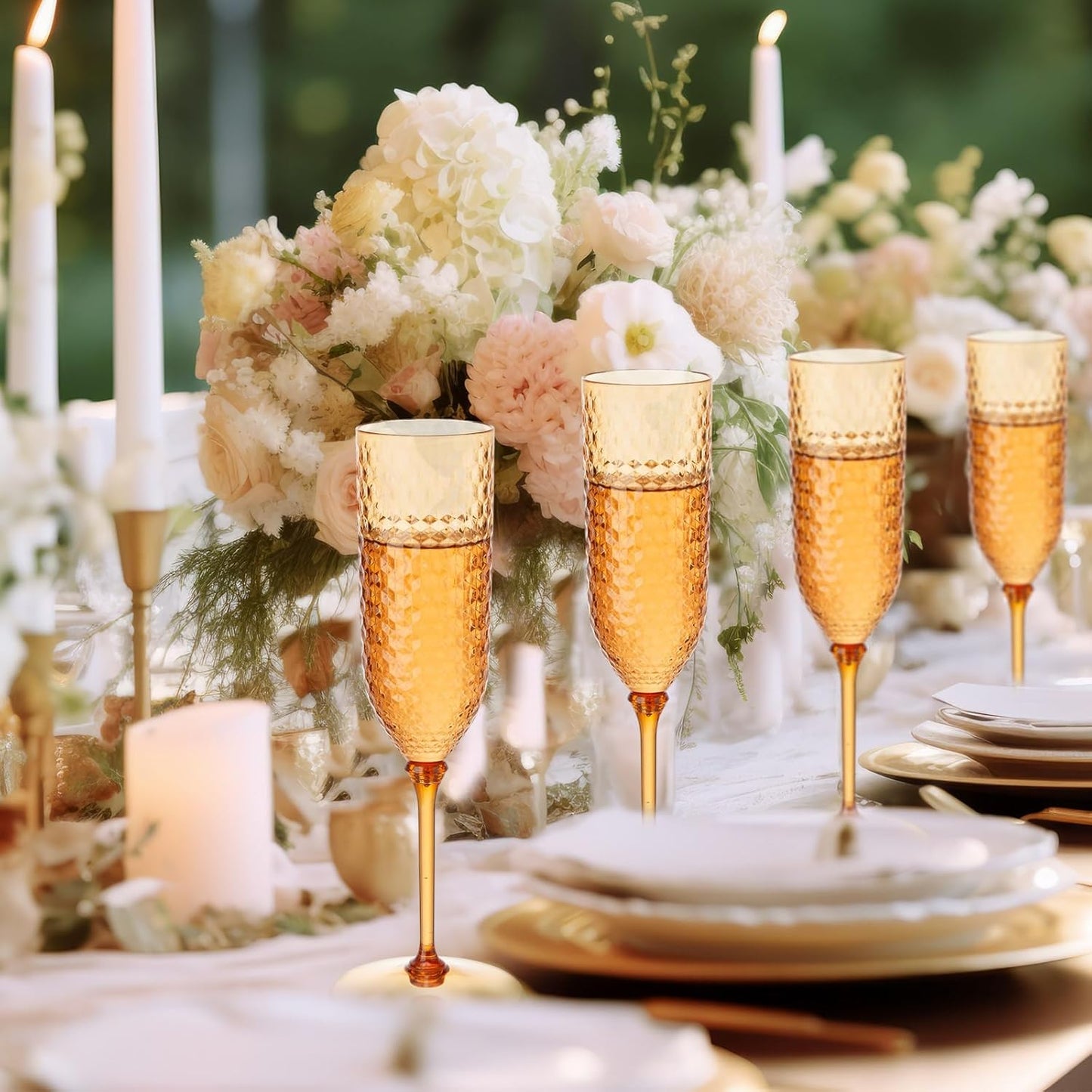 Remerry 24 Pack Detachable Plastic Champagne Flutes 5.5 oz Champagne Glasses Wedding Toasting Crystal Glasses Reusable Unbreakable Party Wine Cups for Wedding New Years Eve Party Supplies