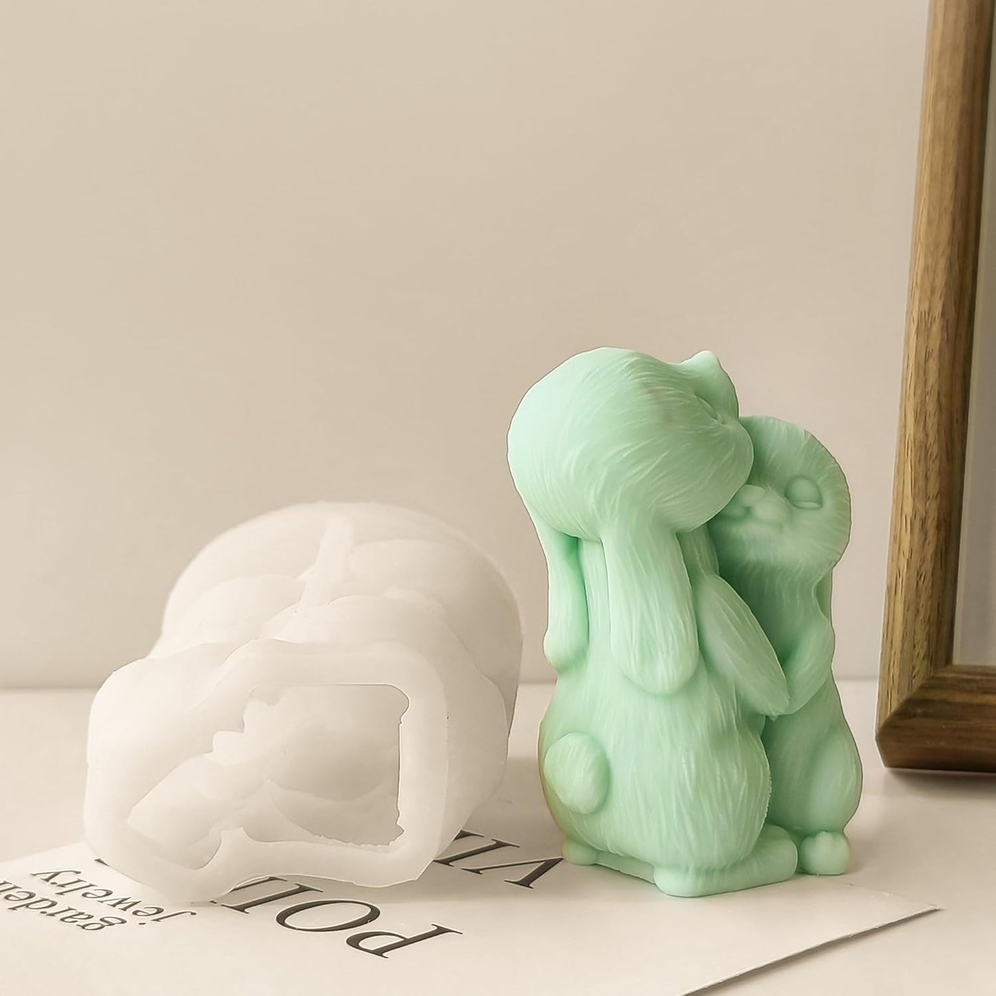 Couple Rabbit Candle Mold - Resin Casting Silicone Molds for Home Decor & Candle Making Wave Spiral Mold