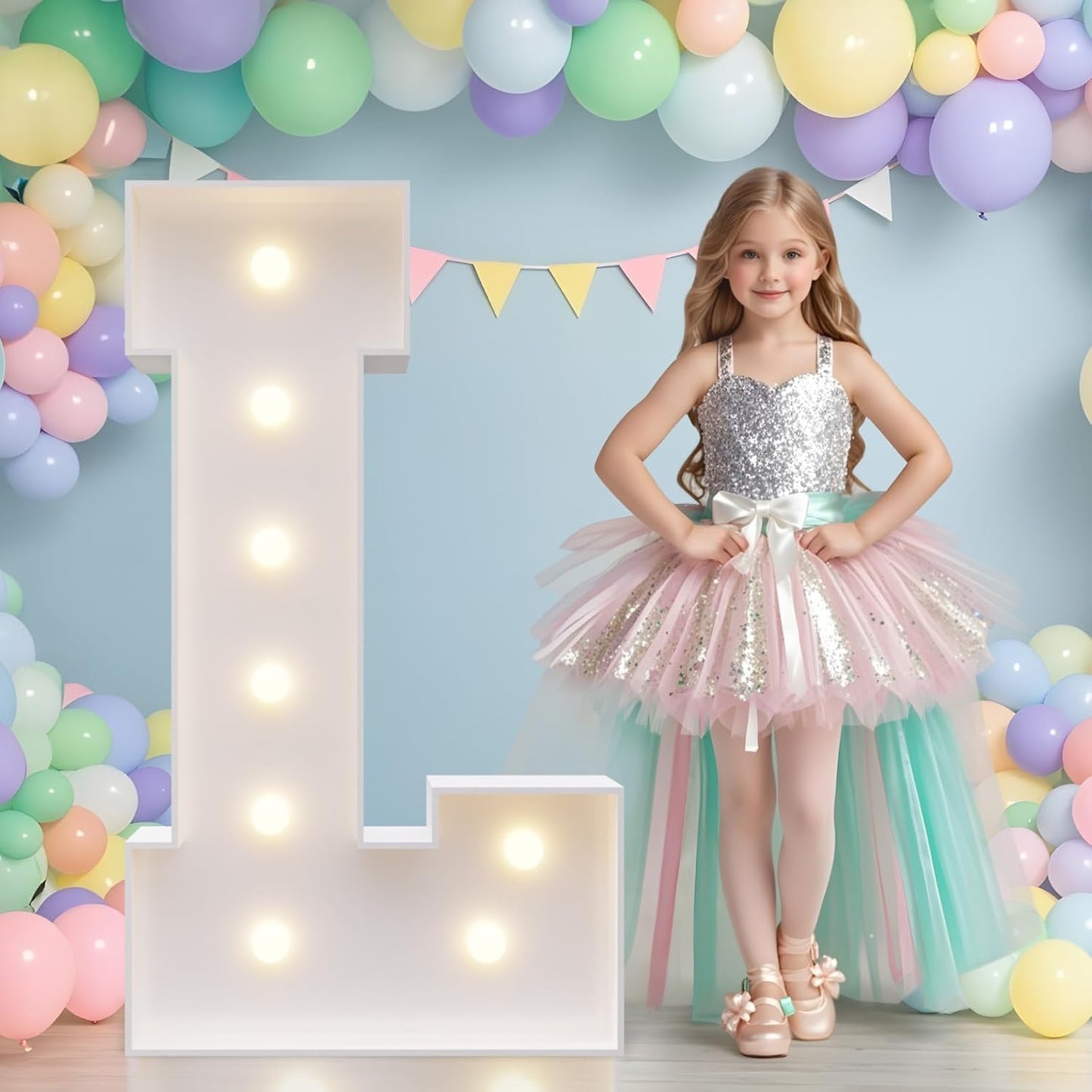 JoyMuse Marquee Letters 3 Feet Tall, Light Up Letters 3FT with Lights, Large Letters for Party, Letter L Light Up Letters for Baby Shower Wedding Proposal Graduation Birthday Decorations