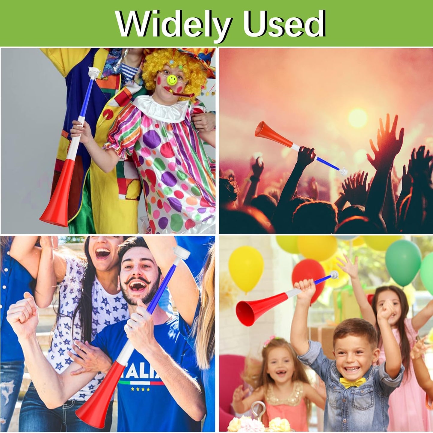 Collapsible Stadium Horn Noise Maker 24 Inch Vuvuzela Stadium Blower Plastic Trumpet Blow Horns Noisemakers for Sporting Events Graduation Games School Sports Party Supplies Favors Accessories