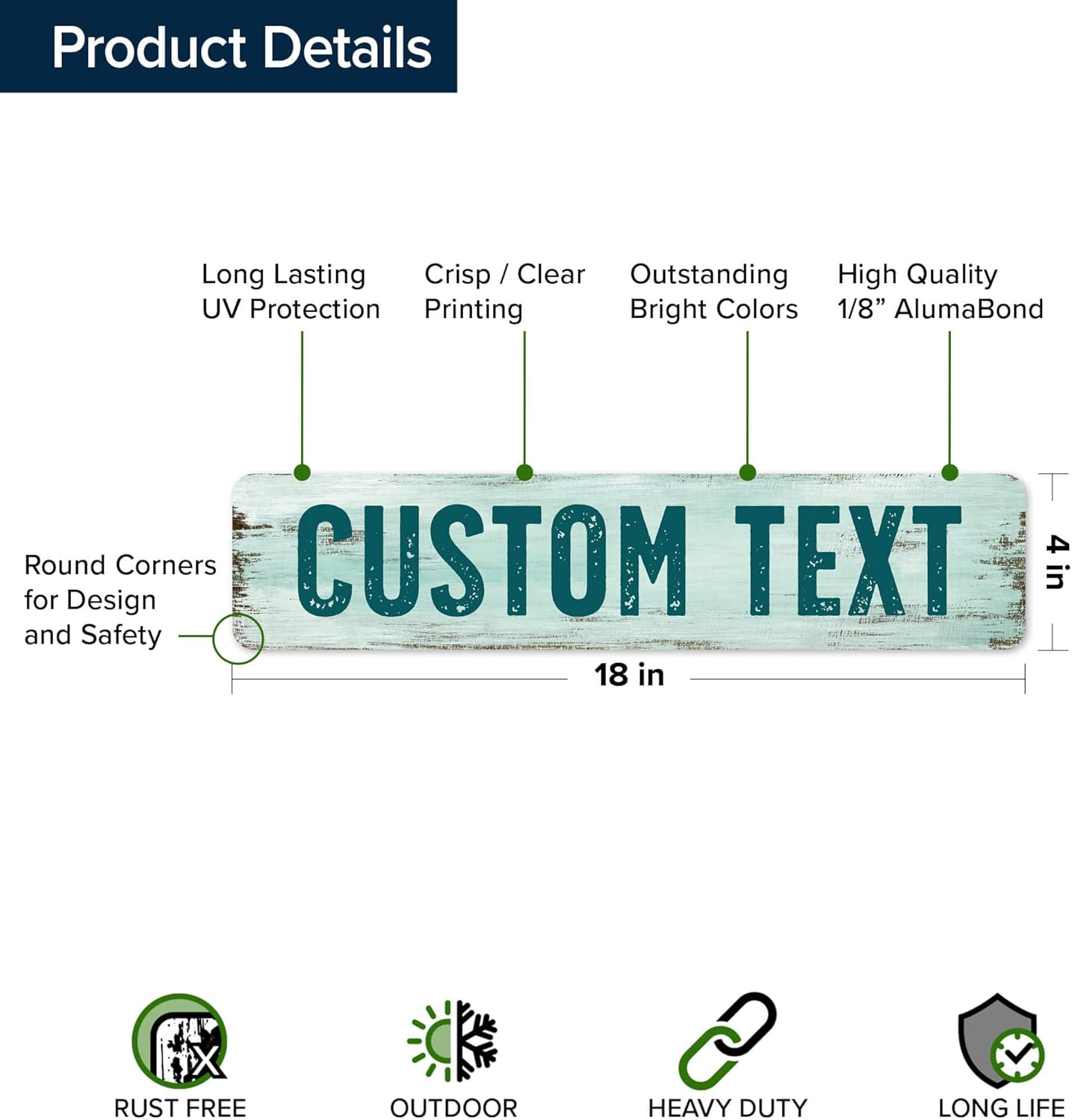 Custom Sign, Custom Street Sign, 11 Font Colors, 13 Font Styles, 4 Hole Options, 22 Sizes, 4x18 Inches, Rust Free DiBound, Fade Resistant, Made in USA by My Sign Center (Shabby Chic)