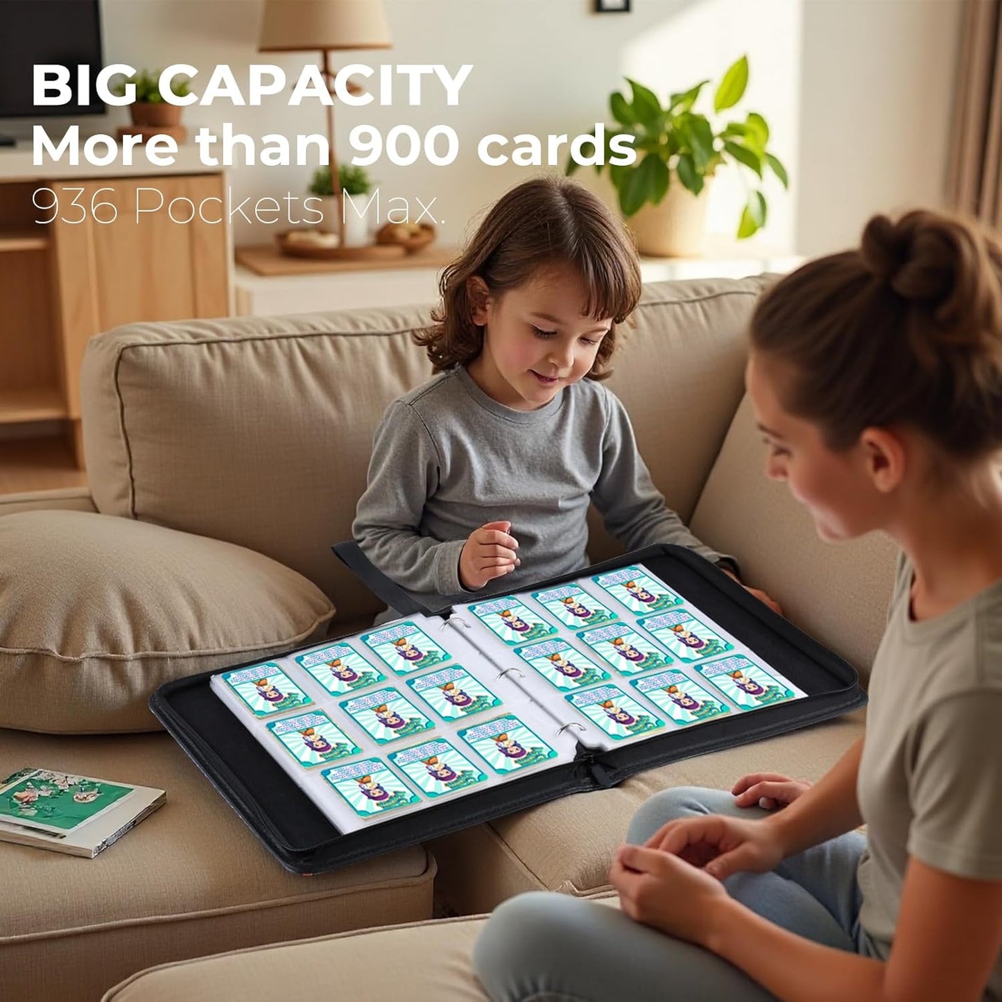 Premium ZiP Trading Cards Binder 9 Pockets, 936 Cards, Large Cards Book Album with Front Window & Lable Pocket, Card Collection Folder for TCG, MTG, Baseball, Football, Soccer and Games Cards