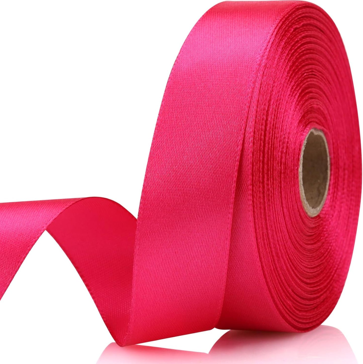 Hot Pink Satin Craft Ribbon - 7/8 Inch, 30 Yards - Single Face Polyester for Handmade Roses, Gift Wrapping, Wedding & Party Decoration
