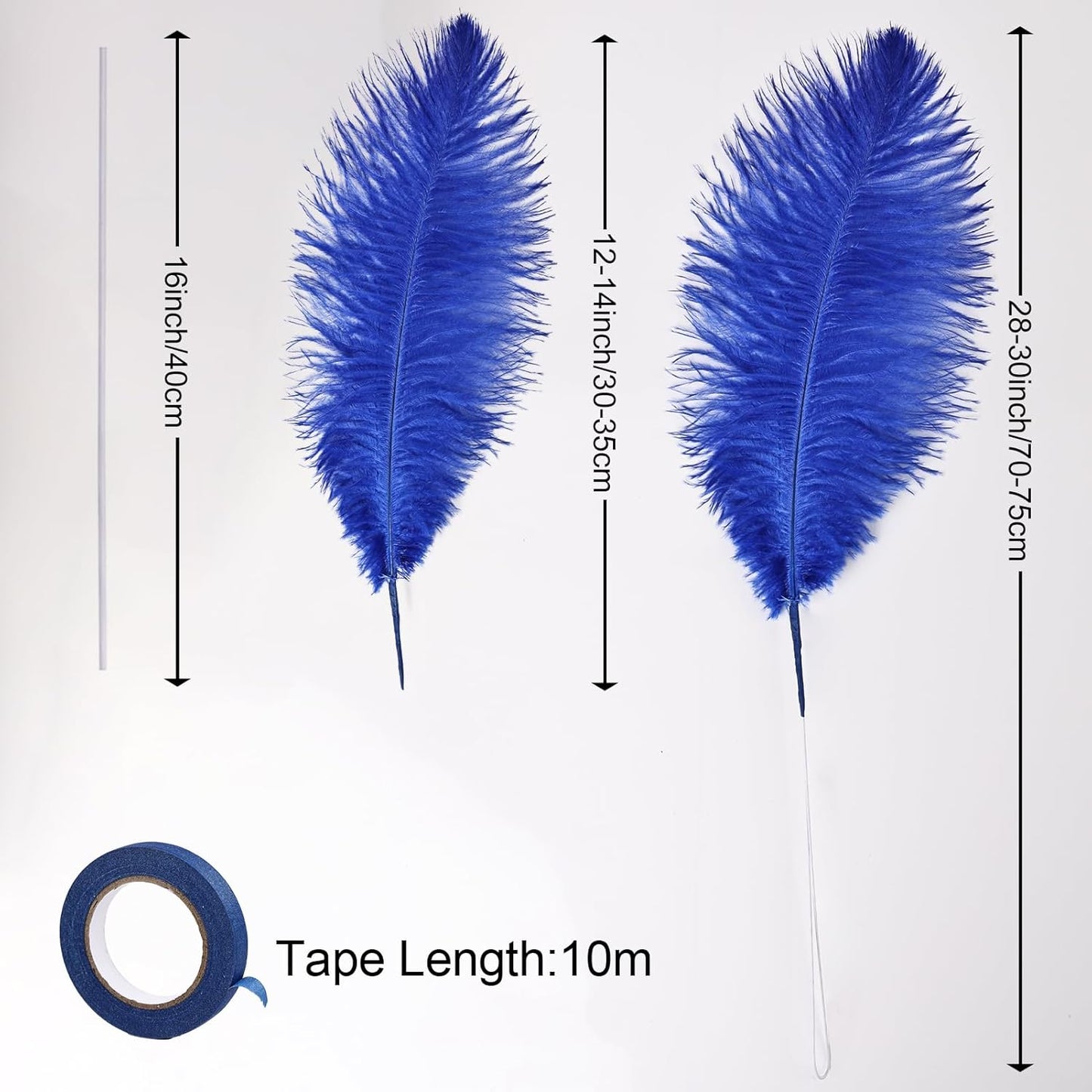 Bulk Royal Blue Ostrich Feathers - 12pcs 12-14inch Crafting Supplies for Centerpiece Table Decorations