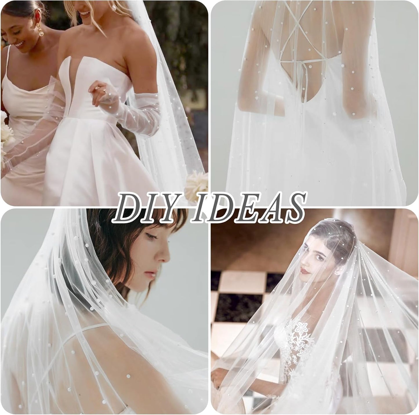 Pearl Table Runner 29 x 120 Inch Tulle Fabric Lace Table Runners Boho Rustic Tablecloth for Bridal Shower Birthday Party Wedding Arch Aisle Veil Dessert Table Decor(1 Pack, White)