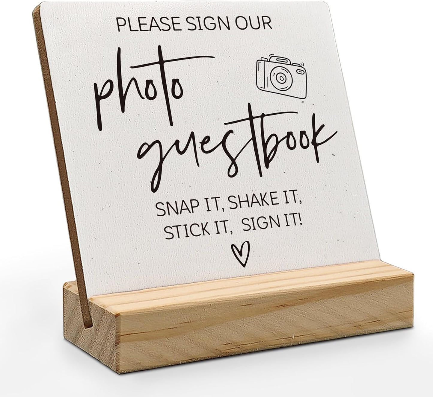 Photo Guest Book Sign, Wedding Guest Book Desk Decor, Guest Book Wedding Reception Wood Plaque, Please Sign Our GuestbookSign Wooden Plaque with Wood Stand forWedding Table Decor Signs