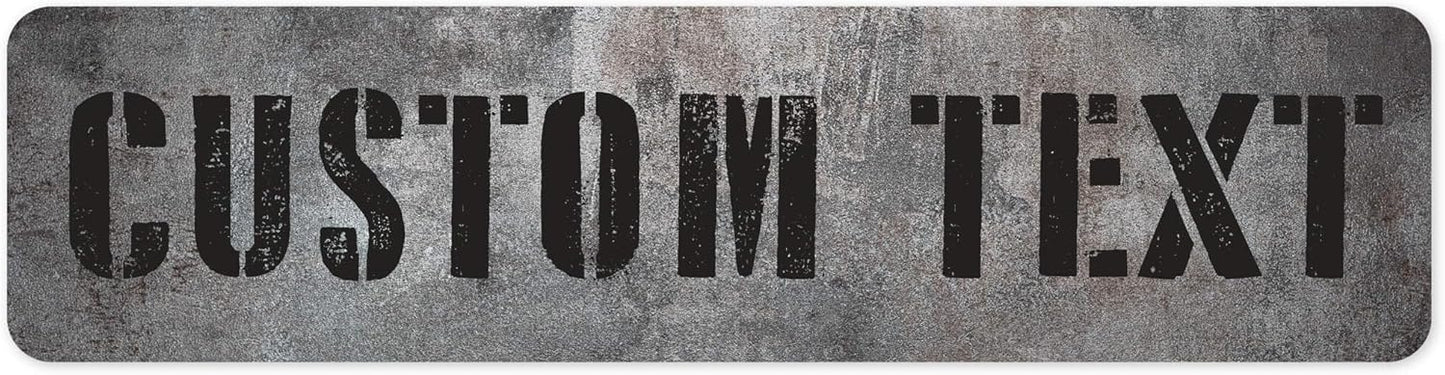 Custom Sign, Custom Street Sign, 11 Font Colors, 13 Font Styles, 4 Hole Options, 22 Sizes, 8x32 Inches, Rust Free DiBound, Fade Resistant, Made in USA by My Sign Center (Grunge Metal)