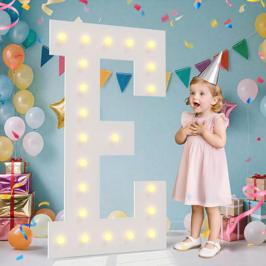 4FT Marquee Light Up Letters - Large Marquee Letters 4 Feet Tall for Birthday Party Decorations, Big Letter for Wedding Event Marry Me Baby Shower Bridal Shower, Letter E